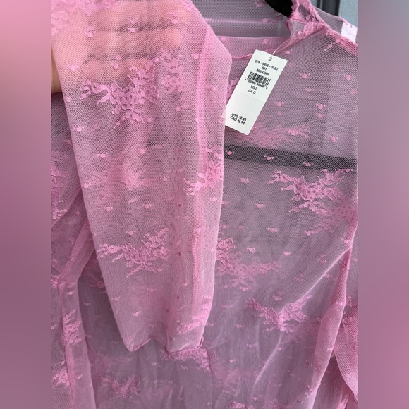 NWT Aerie Long sleeve mesh layering top in pink size L - Picture 2 of 7